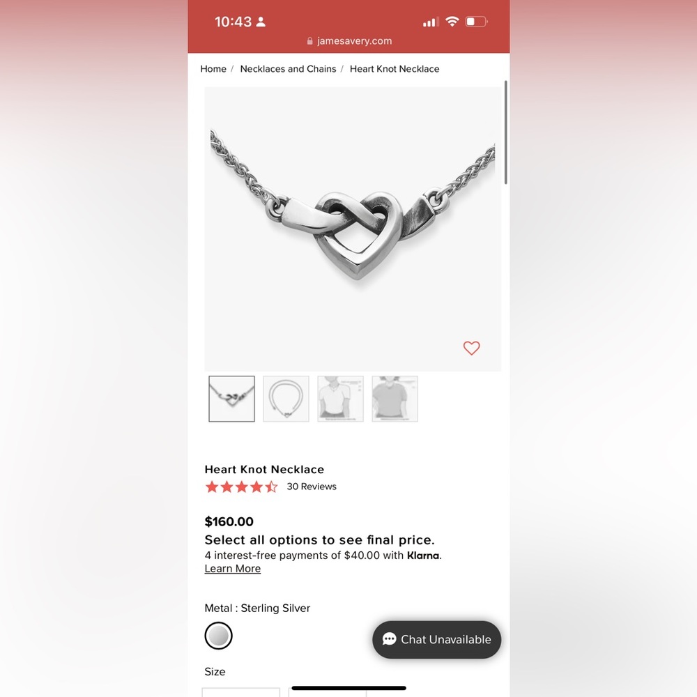 James avery heart knot necklace